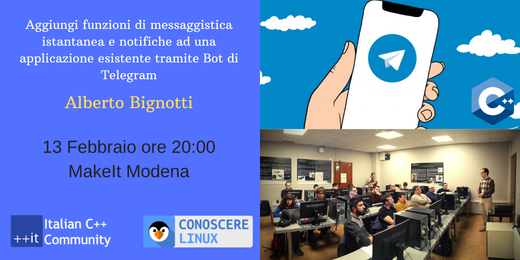 Meetup Modena – Aggiungi funzioni di messaggistica istantanea e notifiche ad una applicazione esistente tramite Bot di Telegram